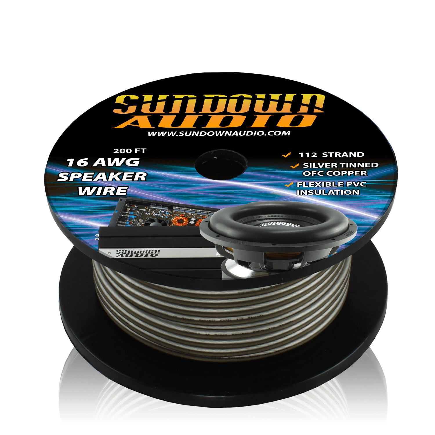 16 Gauge Silver/Black 200' Tinned OFC Oxygen Free Copper Speaker Wire - CBL - 16SPKR200 - Sparked Innovations