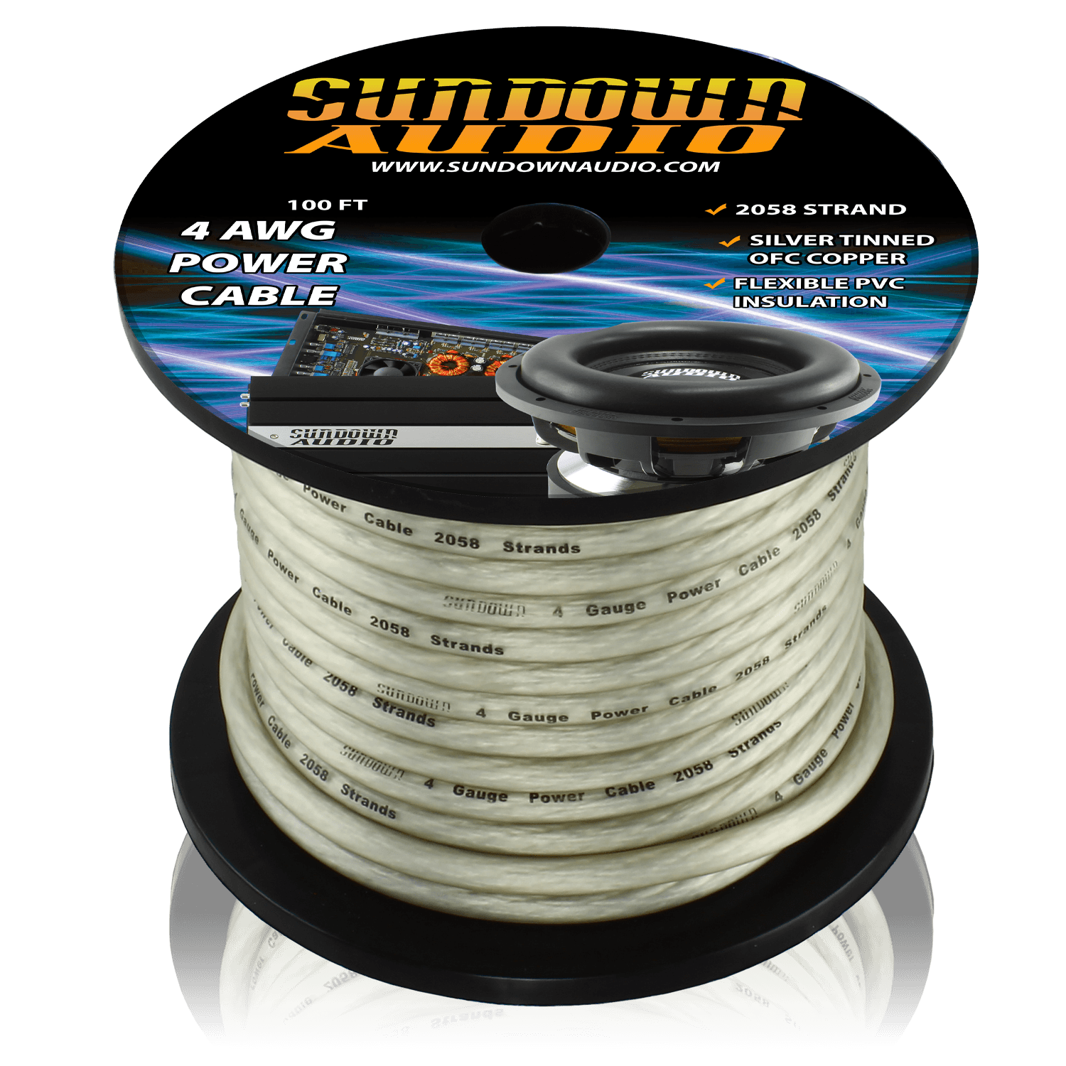 4 Gauge SILVER 100' Tinned OFC Oxygen Free Copper Power Cable - CBL - 4S100 - Sparked Innovations