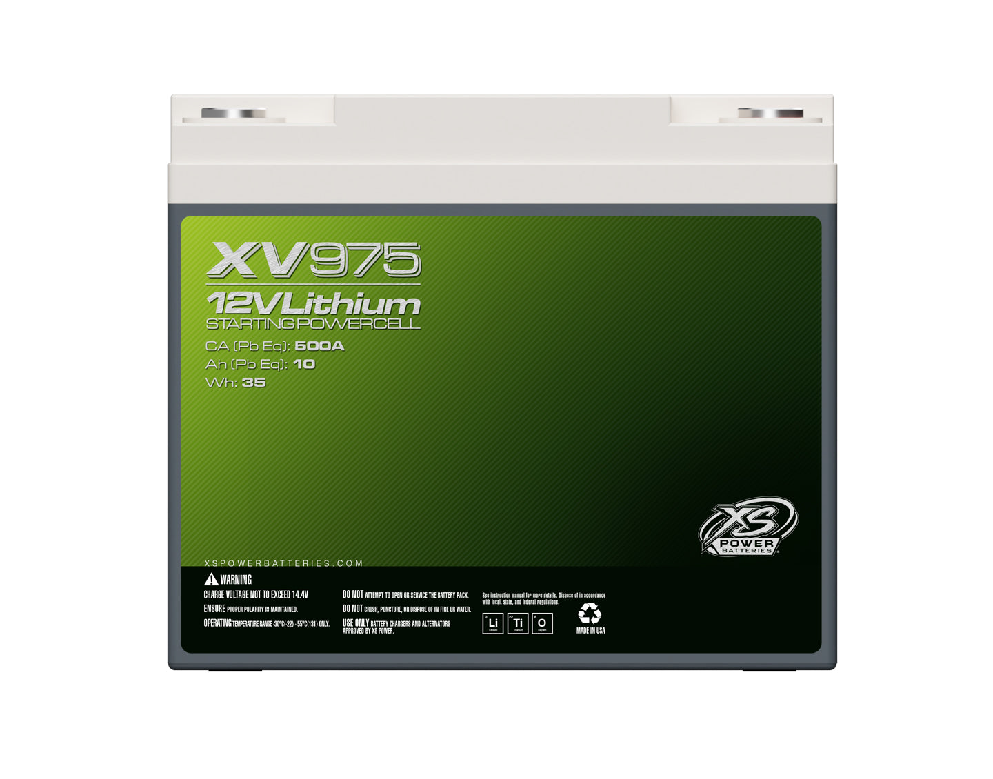 XV975 XS Power 12VDC Group U1R Lithium LTO Underhood-Safe Vehicle Battery 750W 35Wh