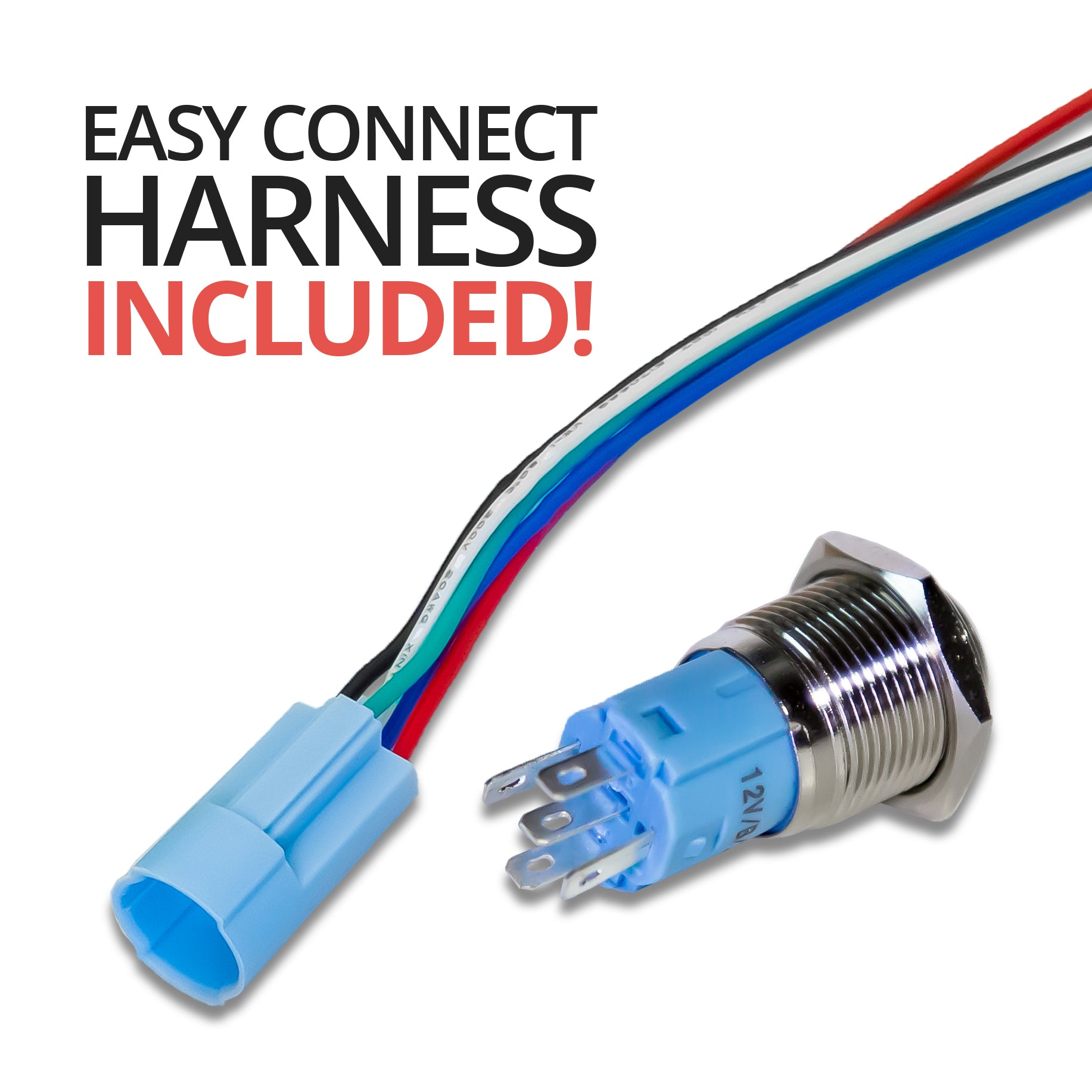 Latching Aluminum SPL Plain Font 12V Pushbutton Switch SPDT - Blue - AL - PLAIN - SPL - BL - Sparked Innovations