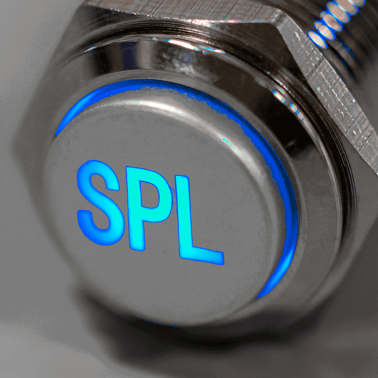 Latching Aluminum SPL Plain Font 12V Pushbutton Switch SPDT - Blue - AL - PLAIN - SPL - BL - Sparked Innovations
