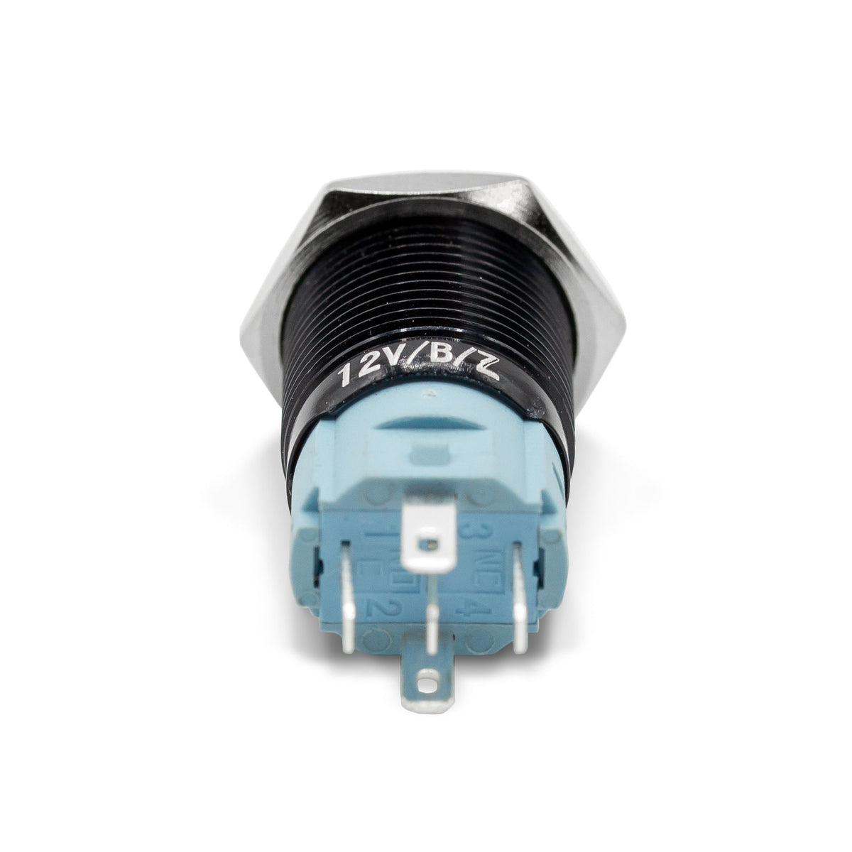 Latching Black Halo Ring 12V Push Button Switch SPDT - Purple - B16 - 11DT - PR - Sparked Innovations