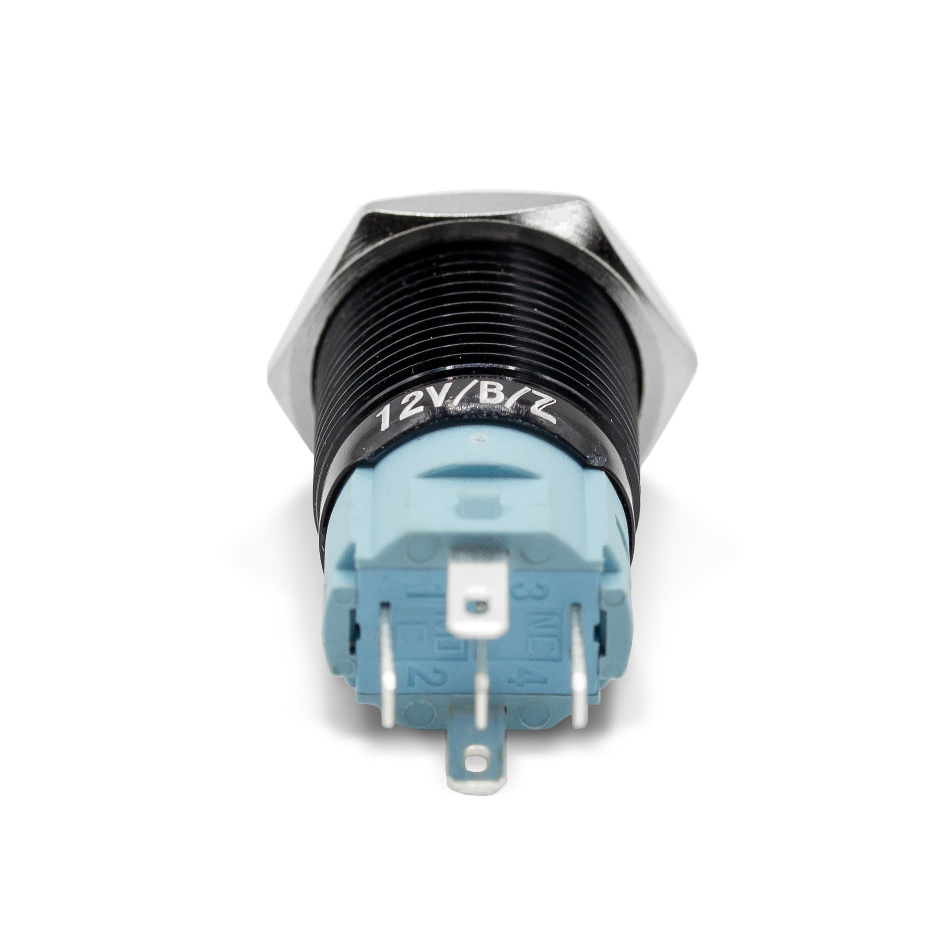 Latching Black Halo Ring 12V Push Button Switch SPDT - Purple - B16 - 11DT - PR - Sparked Innovations