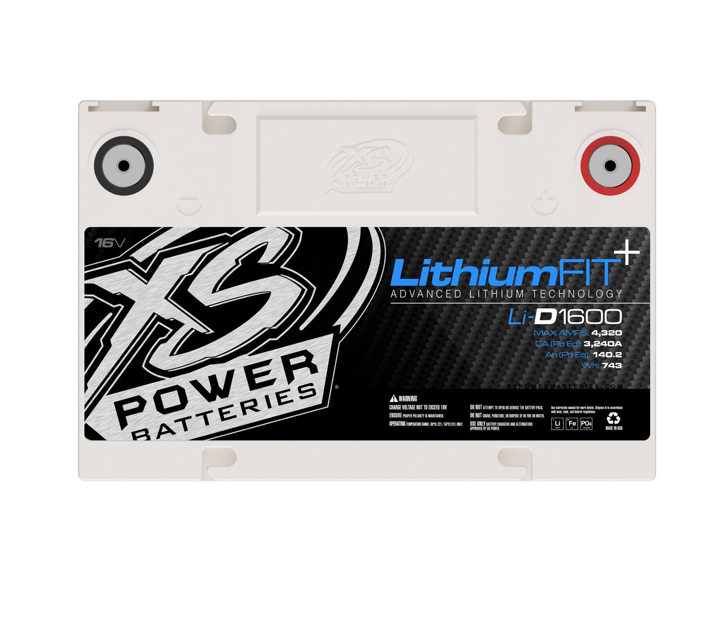 Li - D1600 XS Power 16VDC Lithium Racing Vehicle Battery 4320A 46.8Ah Group 34 - Li - D1600 - Sparked Innovations