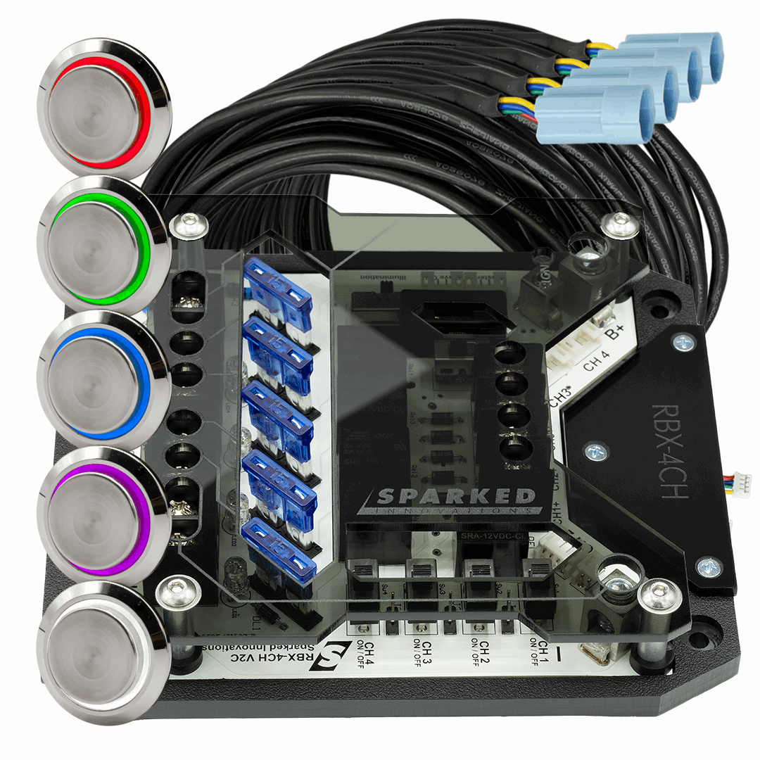 RBX - 4CH Relay Box + Halo Ring Switches Wiring Super Pack - Sparked Innovations