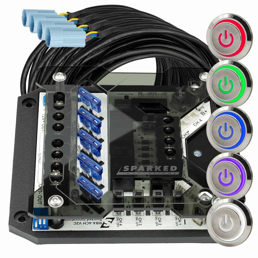 RBX - 4CH Relay Box + Power Symbol Switches Wiring Super Pack - Sparked Innovations