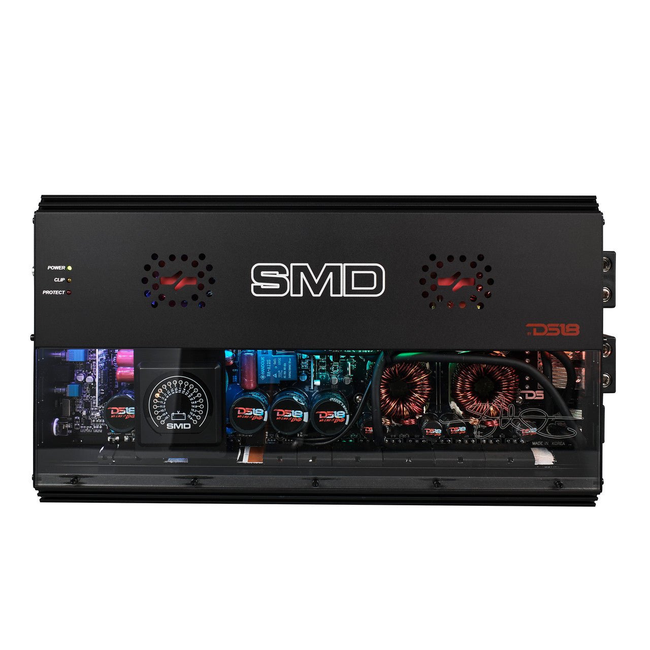 SMD Monoblock Amplifier with VM - 1 Voltmeter and Digital LED Lights 5000W RMS at 1 - ohm - Steve Meade Designs - SMD - 5000.1D - Sparked Innovations