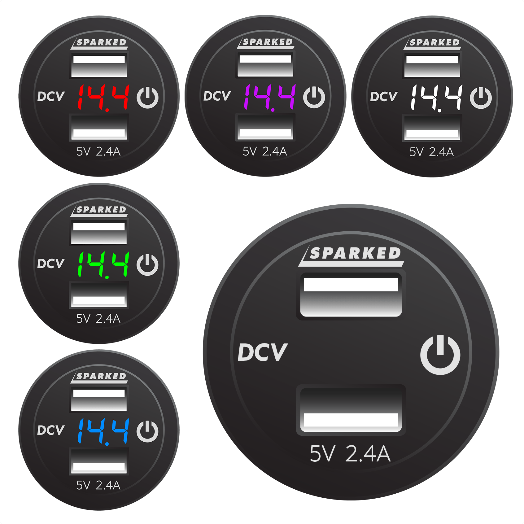 Voltmeter Dual Port USB Charger with Onboard Touch Switch - Green - YJ - DS2123CP - G - Sparked Innovations