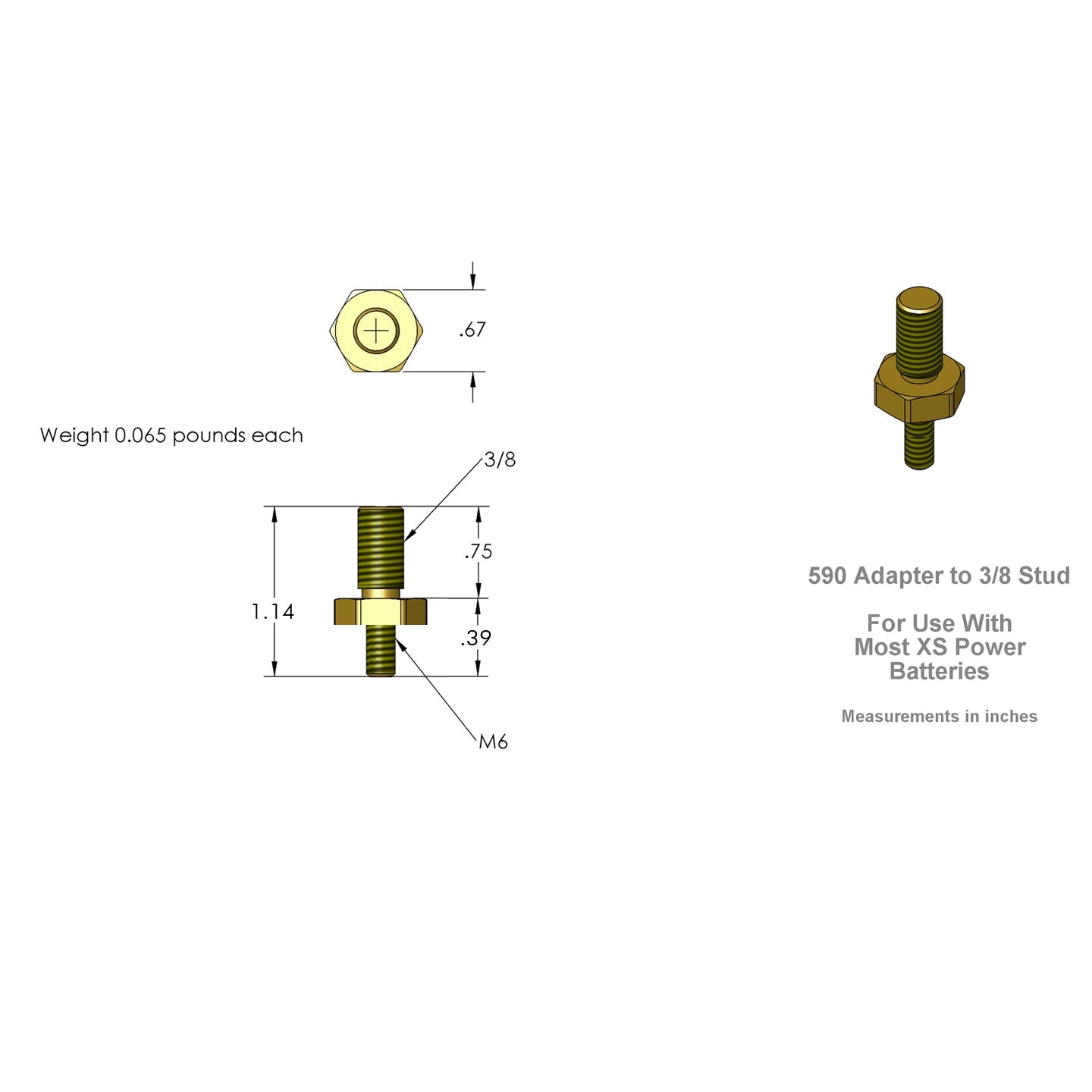 XS Power 590 3/8" (2) Stud Adaptors - 590 - Sparked Innovations