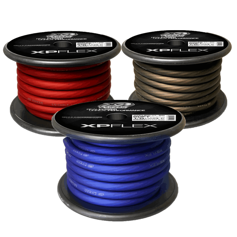 XS Power 1/0 AWG Gauge XP Flex Car Audio Power and Ground Cable 50ft Spool Electrical Wire