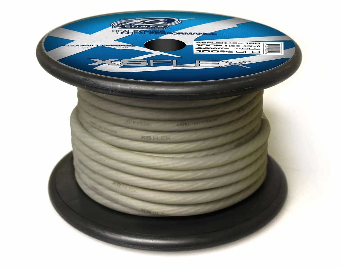 XS Power 4 AWG Gauge XS Flex 100% Oxygen Free Tinned Copper Power and Ground Cable 100ft Spool Electrical Wire