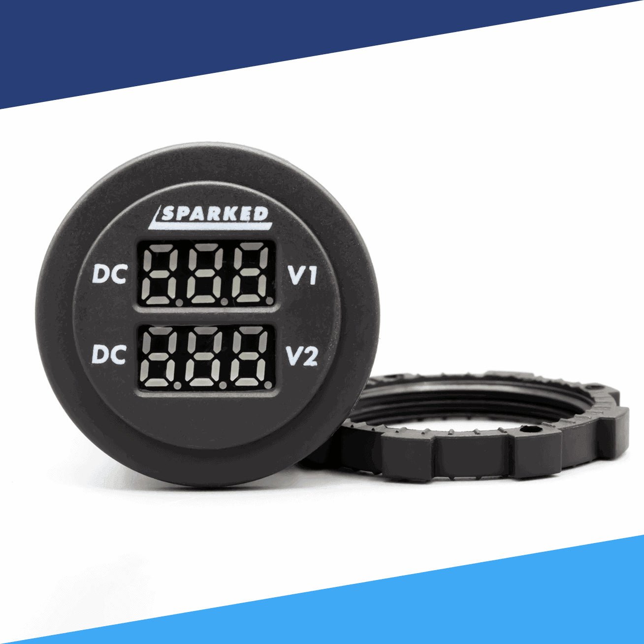 Dual Battery Voltmeter Monitor 12VDC for Main and AUX Battery - Red - YJ - DS4019 - R - Sparked Innovations