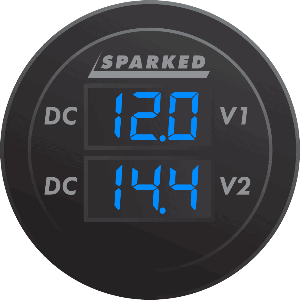 Dual Battery Voltmeter Monitor 12VDC for Main and AUX Battery - Blue - YJ - DS4019 - BL - Sparked Innovations
