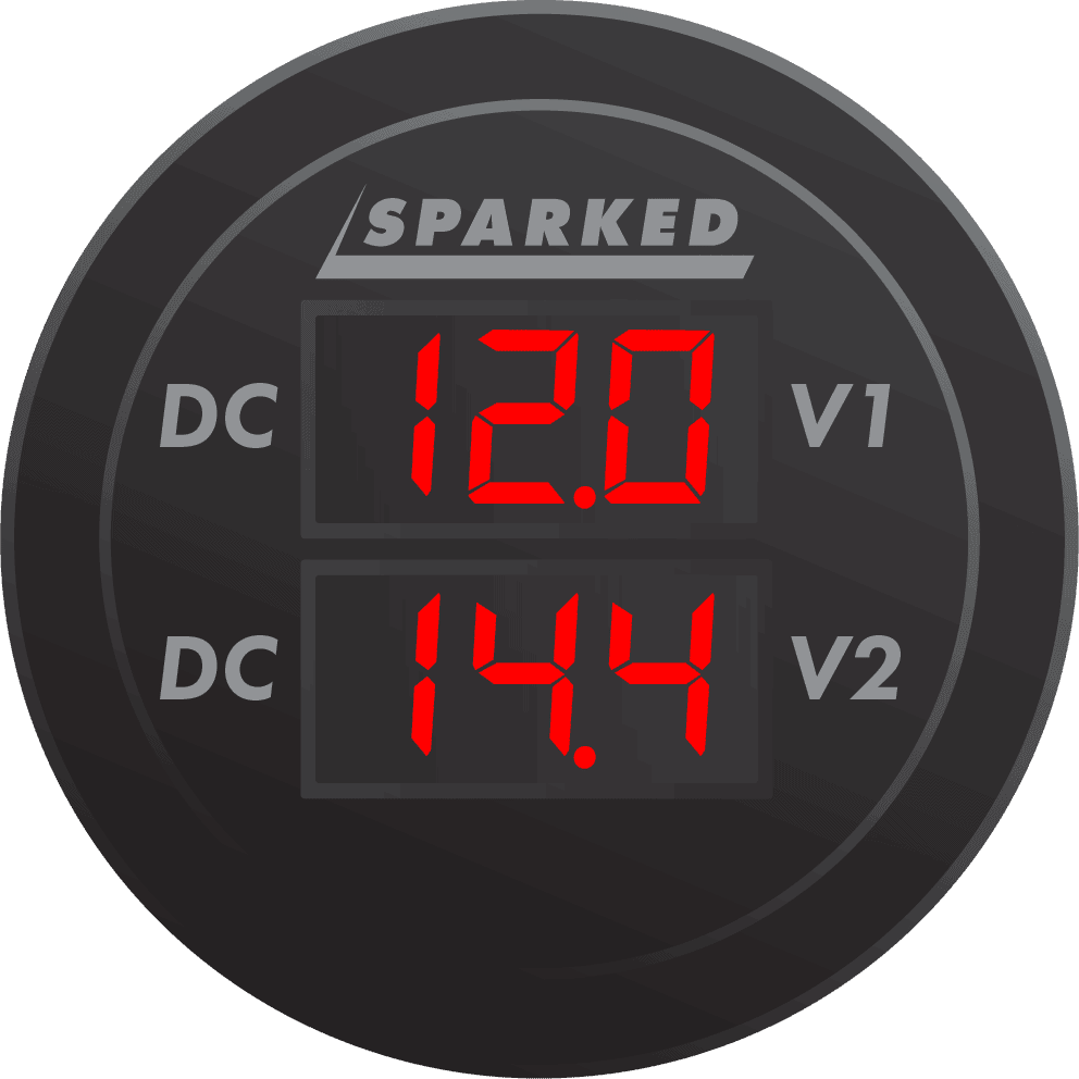 Dual Battery Voltmeter Monitor 12VDC for Main and AUX Battery - Red - YJ - DS4019 - R - Sparked Innovations
