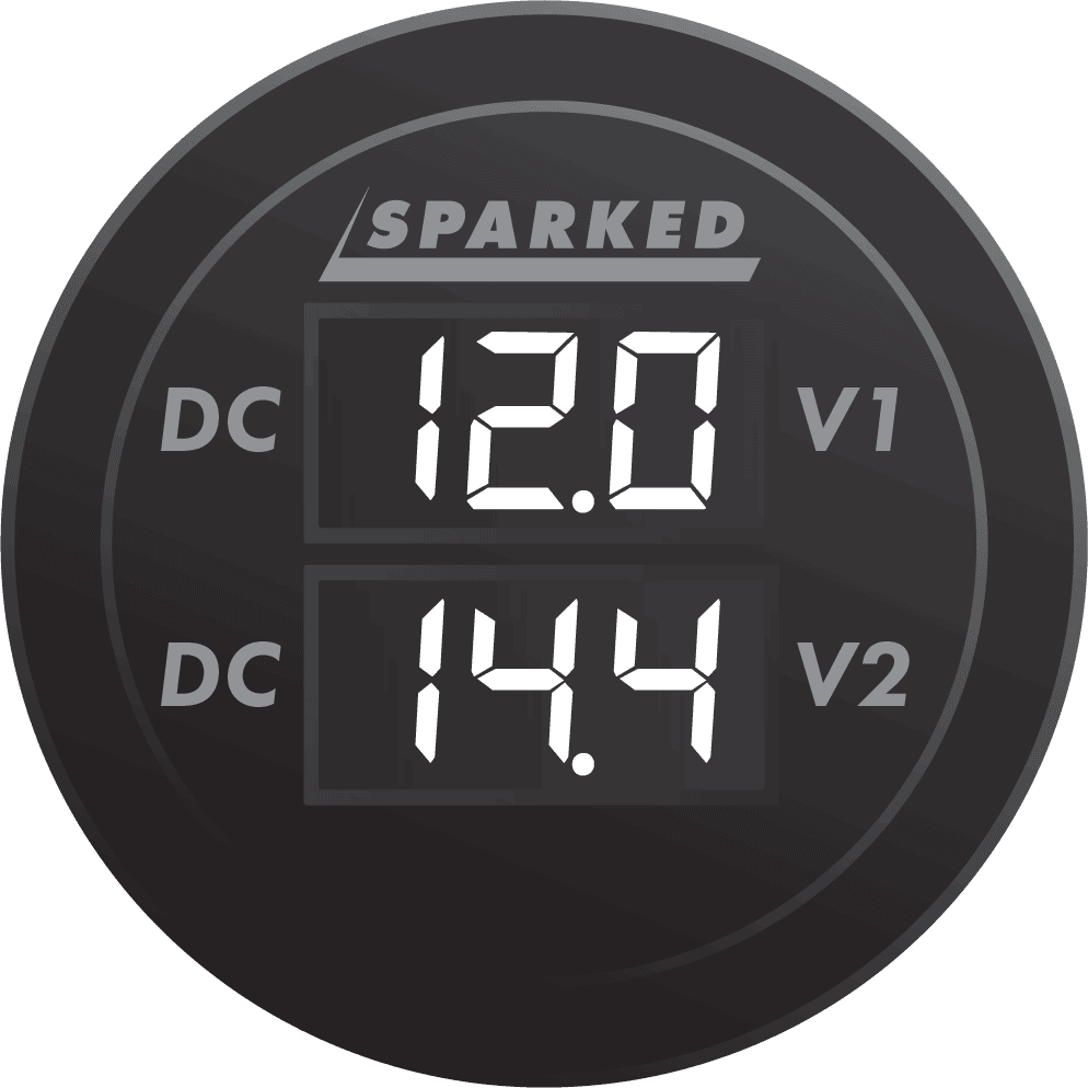 Dual Battery Voltmeter Monitor 12VDC for Main and AUX Battery - White - YJ - DS4019 - W - Sparked Innovations