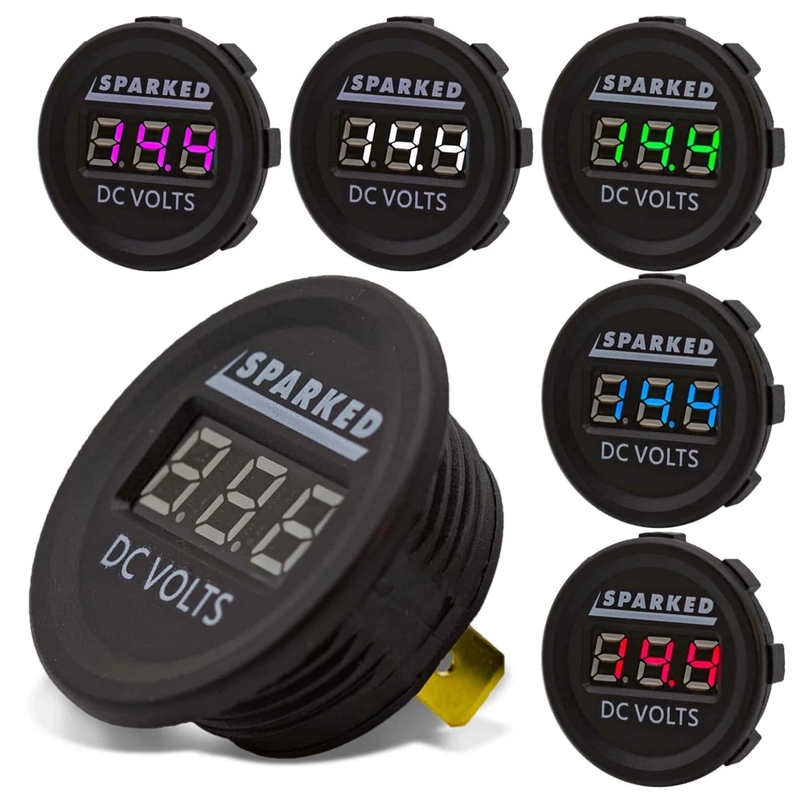 Single 12VDC Voltmeter Battery Voltage Monitor - Purple - YJ - DS4010 - PR - Sparked Innovations