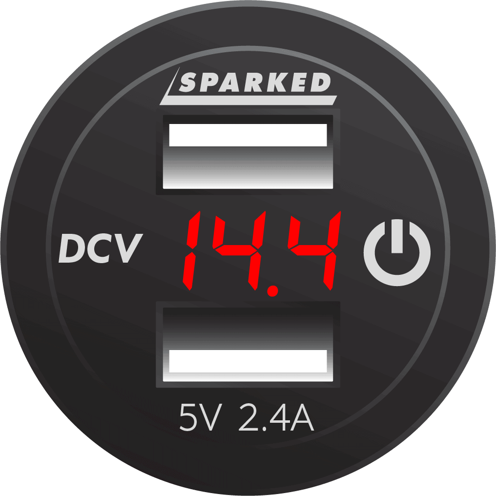 Voltmeter Dual Port USB Charger with Onboard Touch Switch - Red - YJ - DS2123CP - R - Sparked Innovations