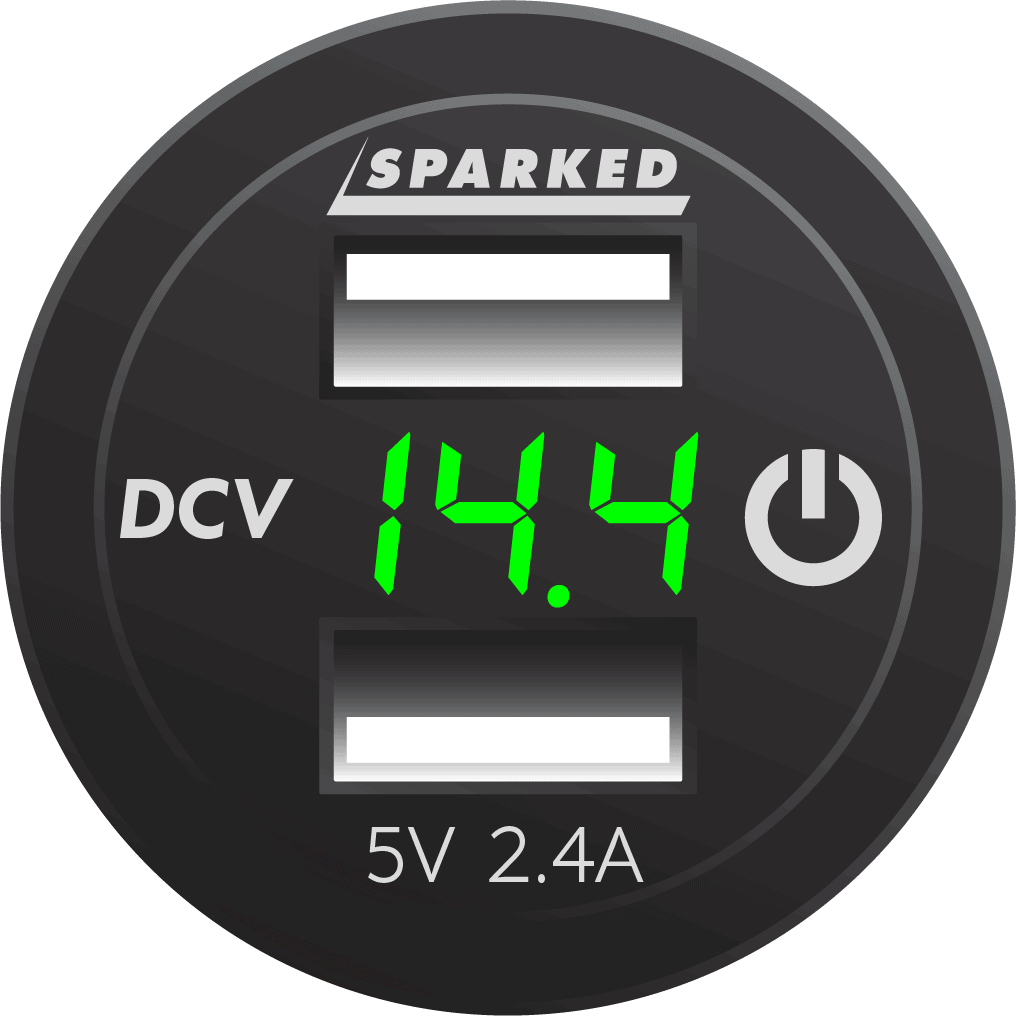 Voltmeter Dual Port USB Charger with Onboard Touch Switch - Green - YJ - DS2123CP - G - Sparked Innovations