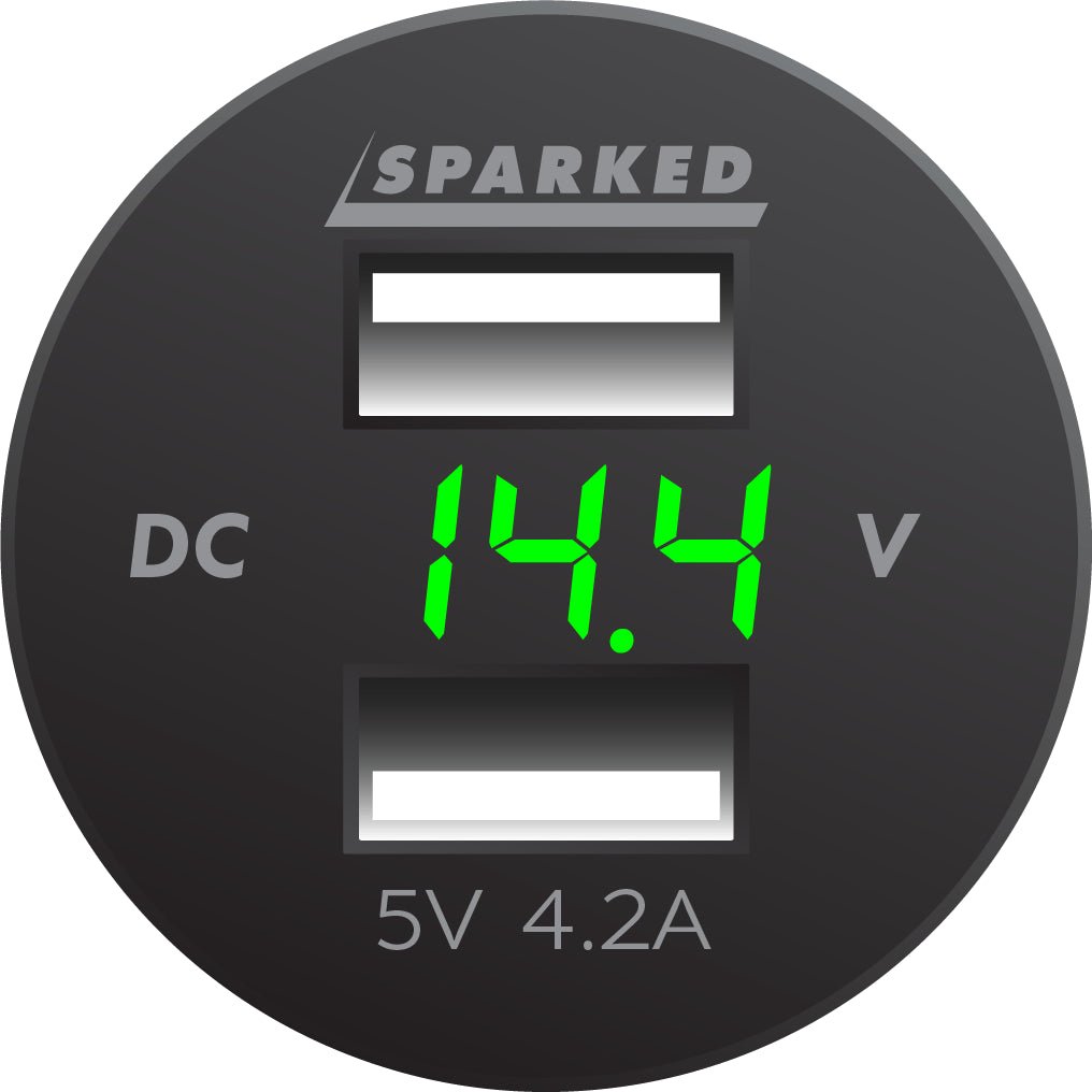 Voltmeter USB Charger Dual Ports for Auto or Marine - Green - YJ - DS2035 - G - Sparked Innovations