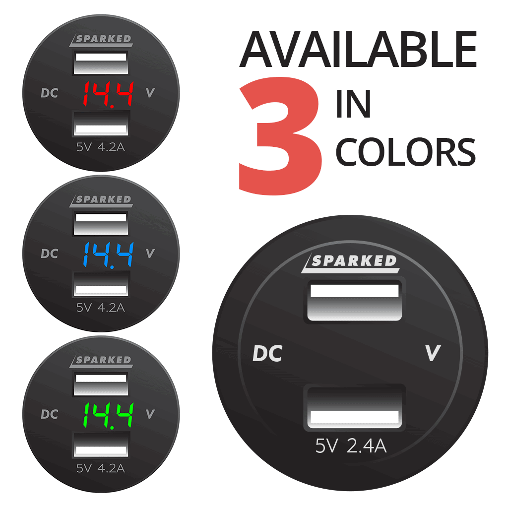 Voltmeter USB Charger Dual Ports for Auto or Marine - Green - YJ - DS2035 - G - Sparked Innovations