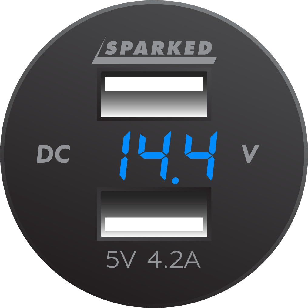 Voltmeter USB Charger Dual Ports for Auto or Marine - Blue - YJ - DS2035 - BL - Sparked Innovations