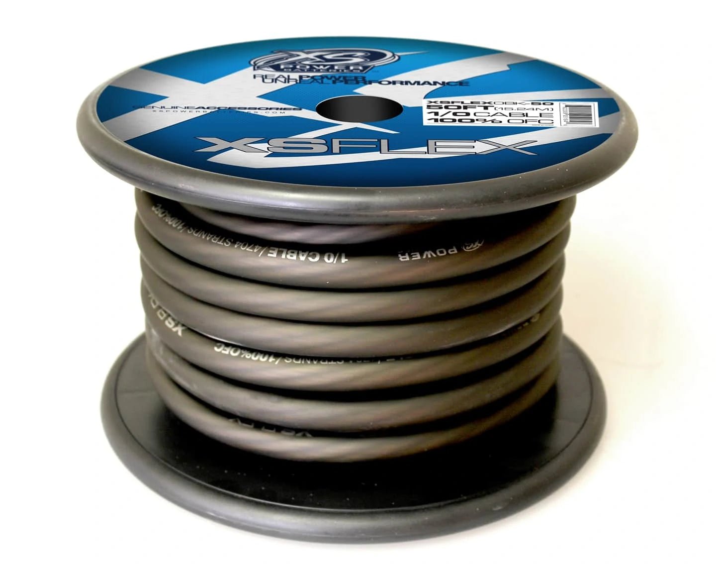XS Power 1/0 AWG Gauge XS Flex 100% Oxygen Free Tinned Copper Power and Ground Cable 50ft Spool Electrical Wire - Iced Black - XSFLEX0BK - 50 - Sparked Innovations