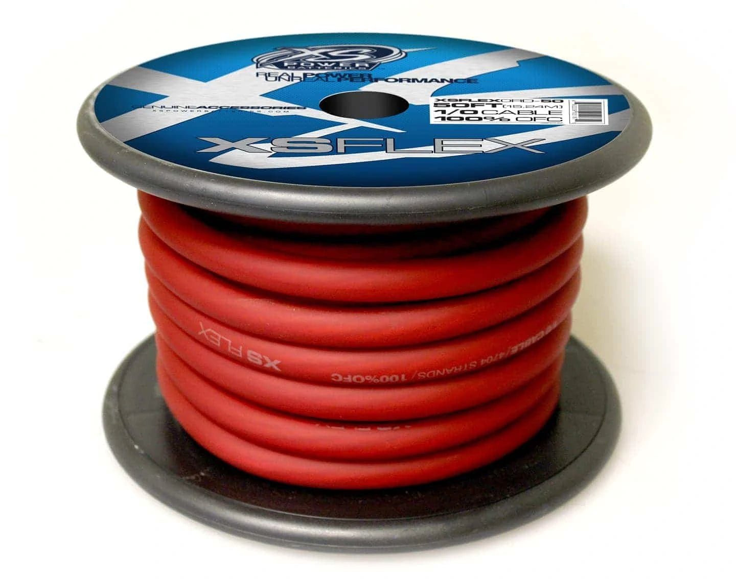 XS Power 1/0 AWG Gauge XS Flex 100% Oxygen Free Tinned Copper Power and Ground Cable 50ft Spool Electrical Wire - Iced Red - XSFLEX0RD - 50 - Sparked Innovations