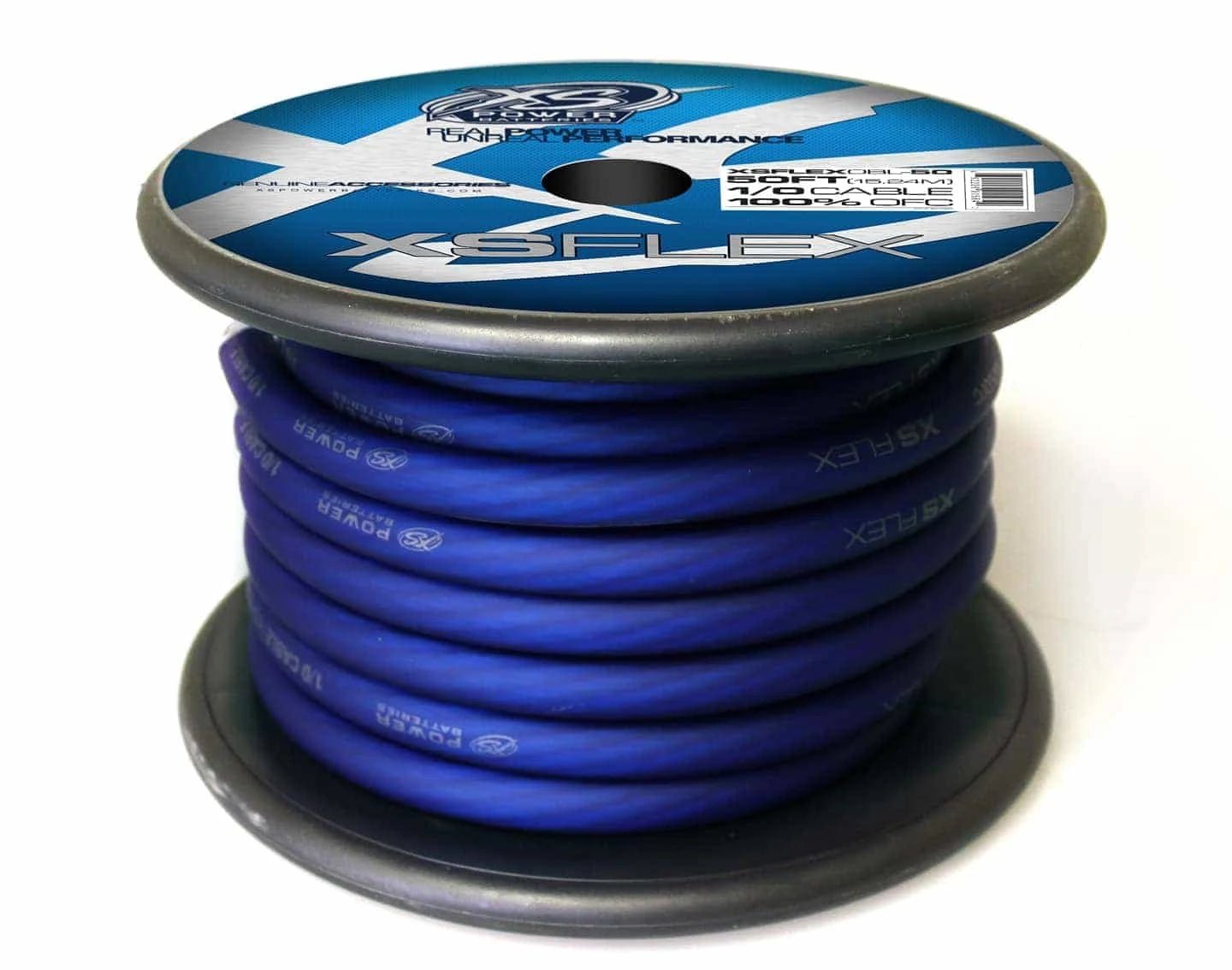XS Power 1/0 AWG Gauge XS Flex 100% Oxygen Free Tinned Copper Power and Ground Cable 50ft Spool Electrical Wire - Iced Blue - XSFLEX0BL - 50 - Sparked Innovations