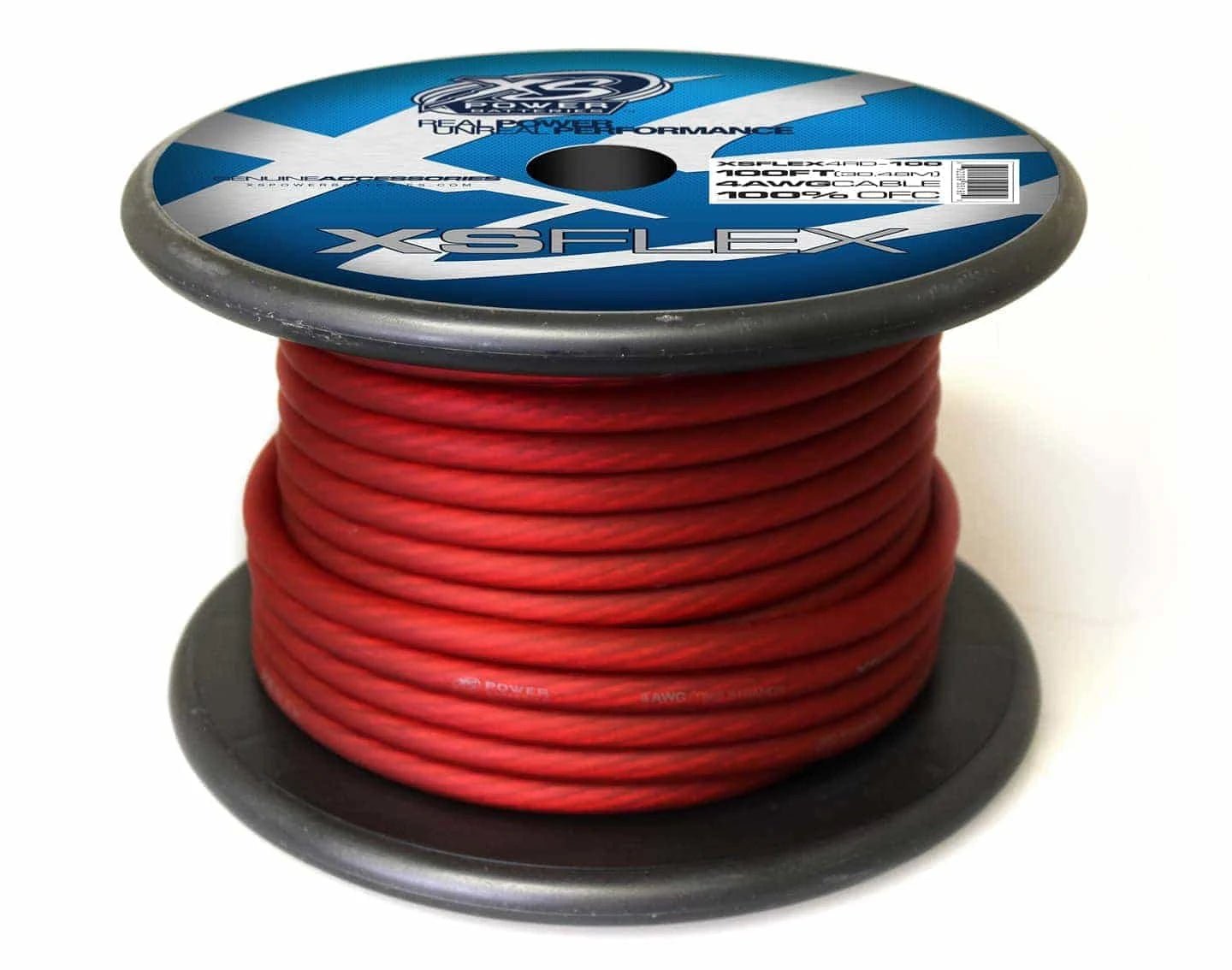 XS Power 4 AWG Gauge XS Flex 100% Oxygen Free Tinned Copper Power and Ground Cable 100ft Spool Electrical Wire - Iced Red - XSFLEX4RD - 100 - Sparked Innovations