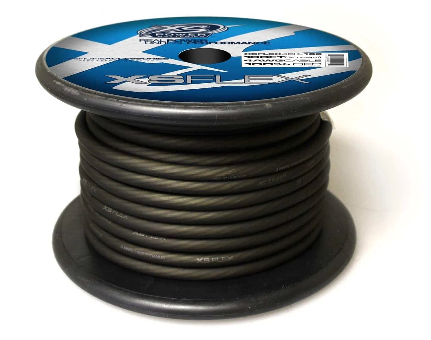 XS Power 4 AWG Gauge XS Flex 100% Oxygen Free Tinned Copper Power and Ground Cable 100ft Spool Electrical Wire - Iced Black - XSFLEX4BK - 100 - Sparked Innovations