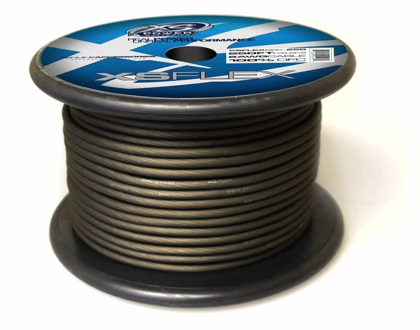 XS Power 8 AWG Gauge XS Flex 100% Oxygen Free Tinned Copper Power and Ground Cable 250ft Spool Electrical Wire - Iced Black - XSFLEX8BK - 250 - Sparked Innovations