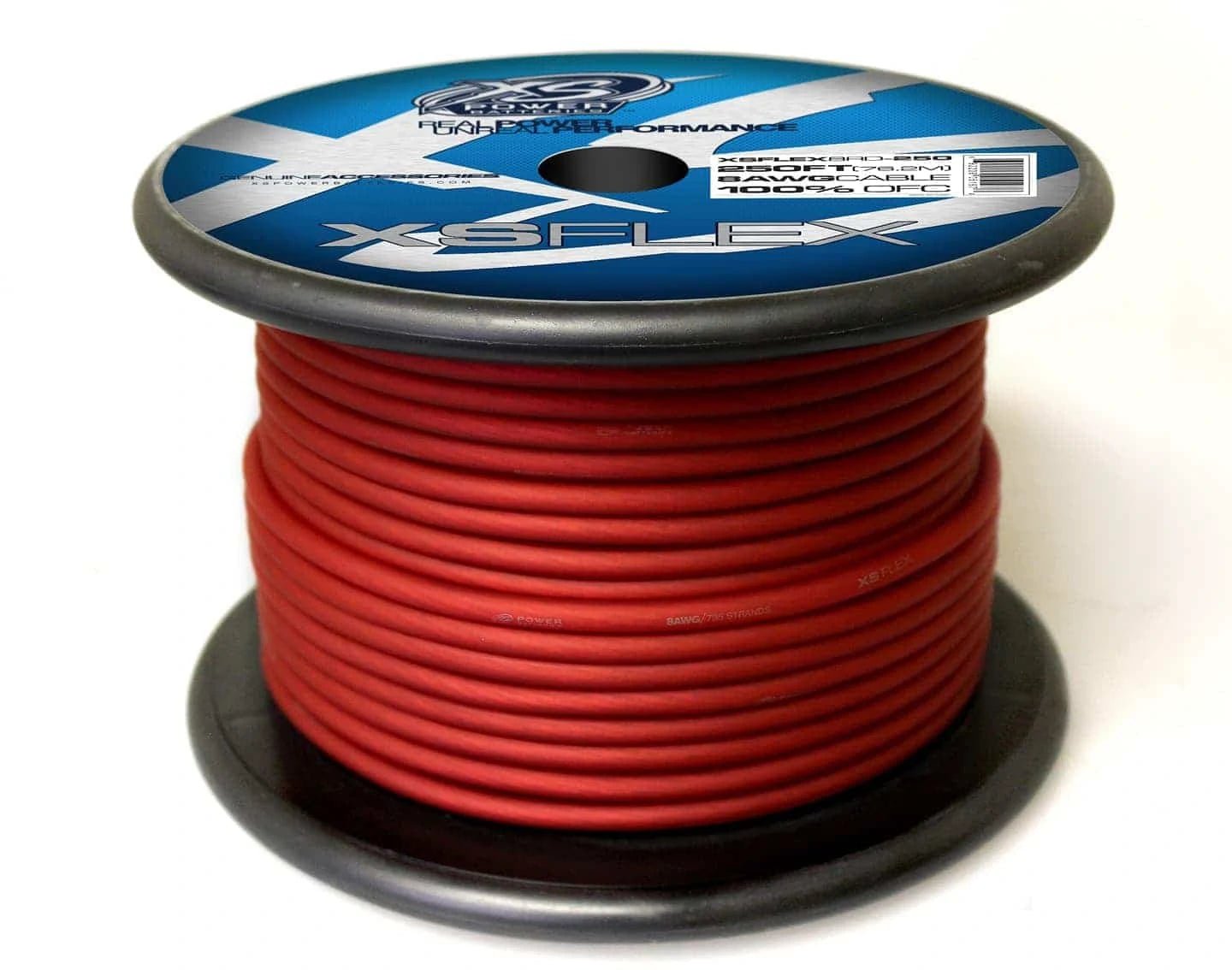 XS Power 8 AWG Gauge XS Flex 100% Oxygen Free Tinned Copper Power and Ground Cable 250ft Spool Electrical Wire - Iced Red - XSFLEX8RD - 250 - Sparked Innovations