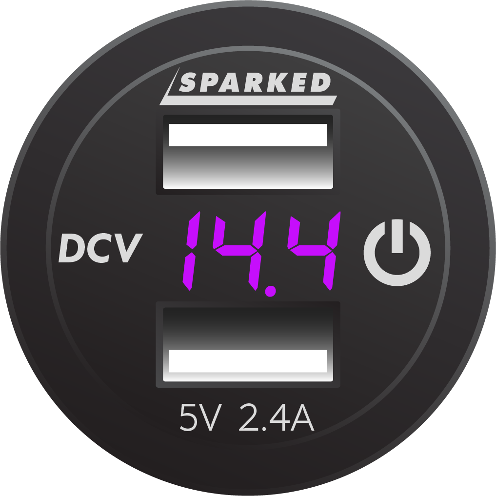 Voltmeter Dual Port USB Charger with Onboard Touch Switch