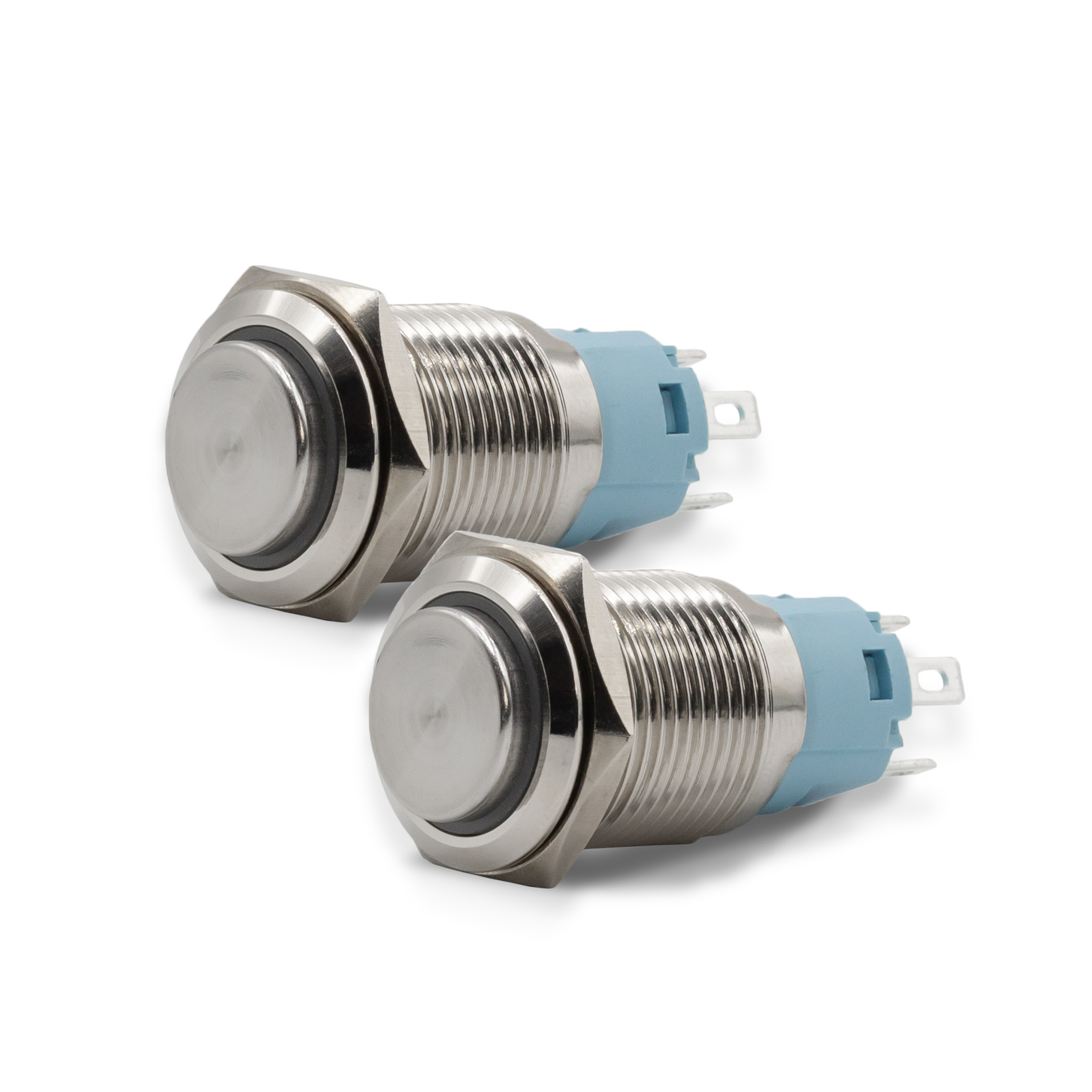 Latching Aluminum Halo Ring 12V Push Button Switch SPDT Two Pack