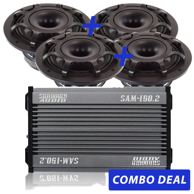 Sundown Audio 4 BPS-6.5" Powersports Speakers & 1 SAM-150.2 Combo Deal