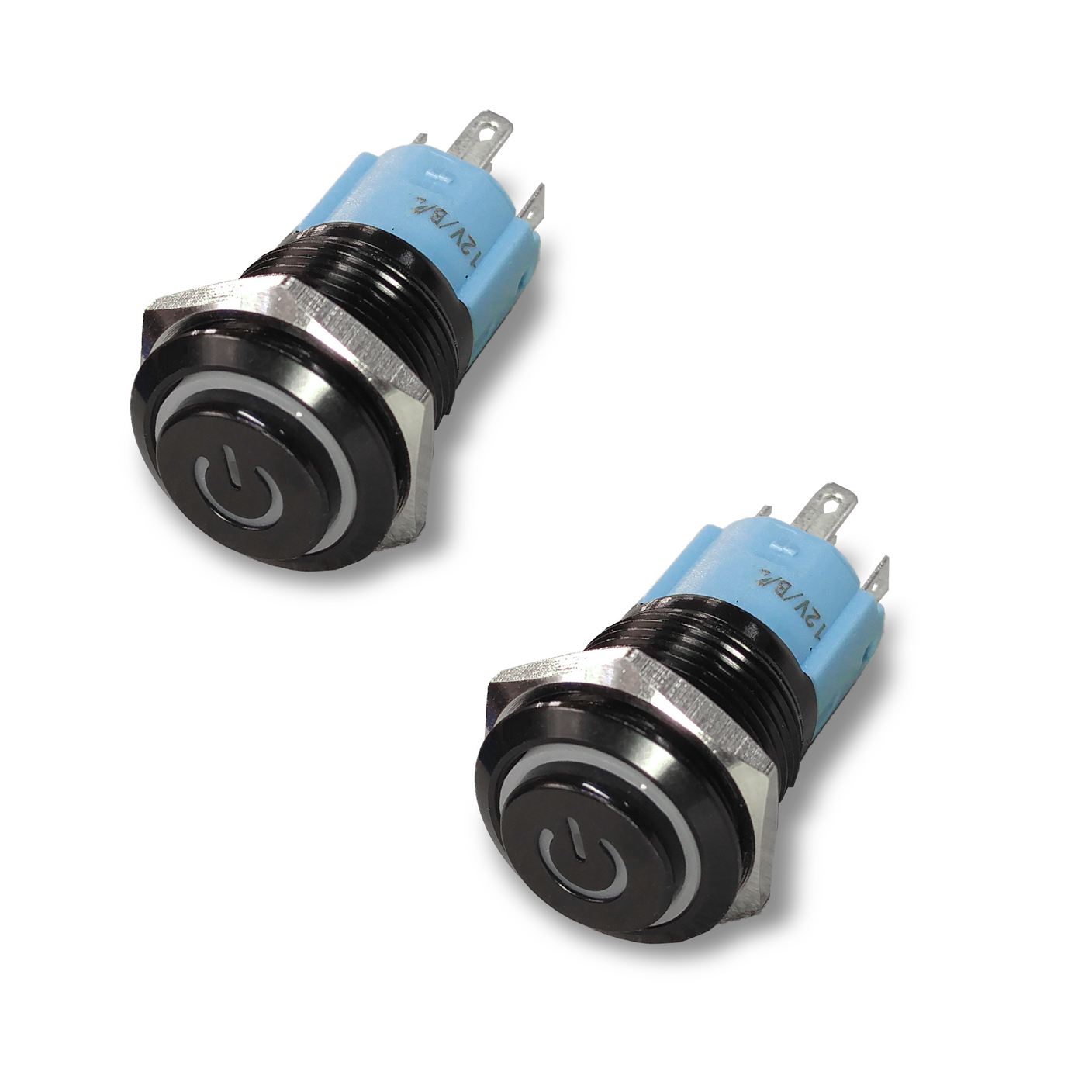 Latching Black Power Symbol 12V Push Button Switch SPDT