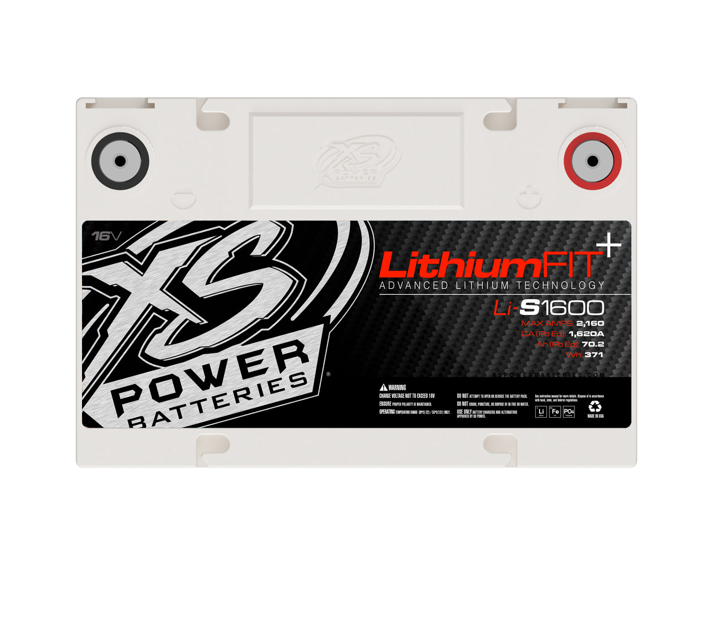 Li-S1600 XS Power 16VDC Lithium Racing Vehicle Battery 2160A 23.4Ah Group 34