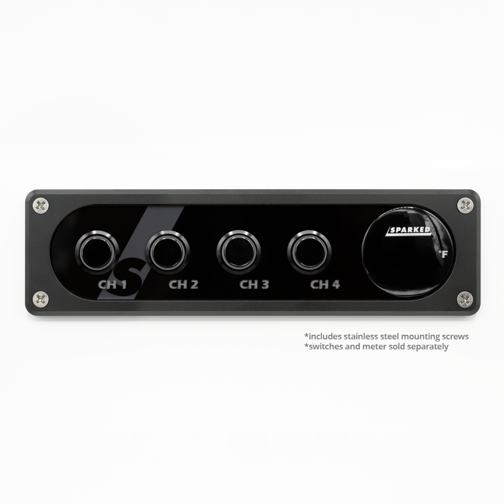 Black Single DIN Aluminum Switch And Voltmeter Panel