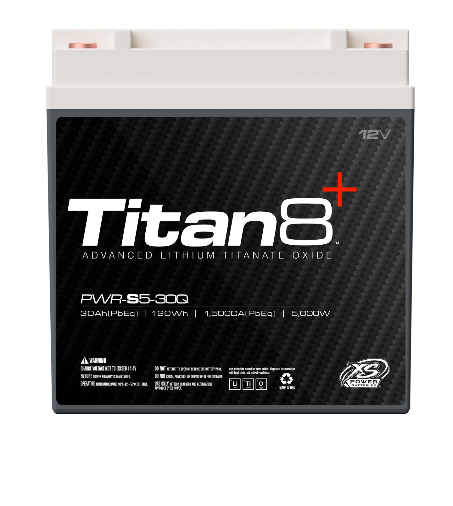 PWR-S5-30Q XS Power Titan8 12VDC Lithium LTO Car Audio Vehicle Battery 5000W 120Wh