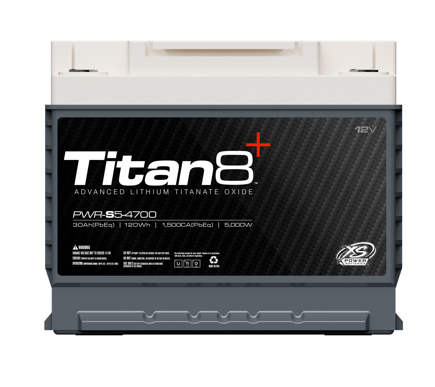 PWR-S5-4700 XS Power Titan8 12VDC Group 47 Lithium LTO Car Audio Vehicle Battery 5000W 120Wh