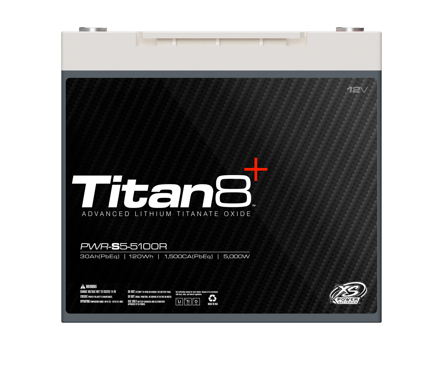 PWR-S5-5100R XS Power Titan8 12VDC Group 51R Lithium LTO Car Audio Vehicle Battery 5000W 120Wh