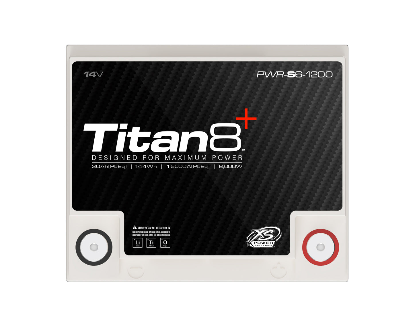PWR-S6-1200 XS Power Titan8 14VDC Lithium LTO Car Audio Vehicle Battery 5000W 144Wh
