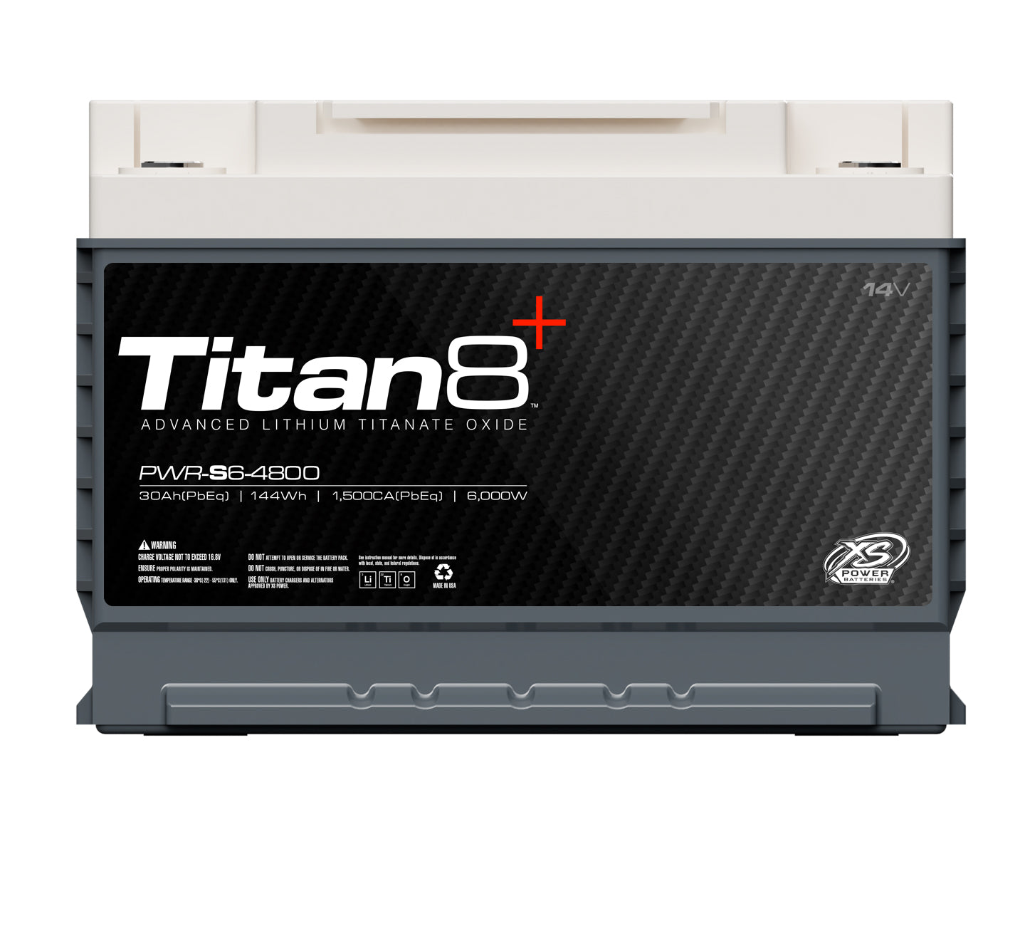 PWR-S6-4800 XS Power Titan8 14VDC Group 48 Lithium LTO Car Audio Vehicle Battery 5000W 144Wh