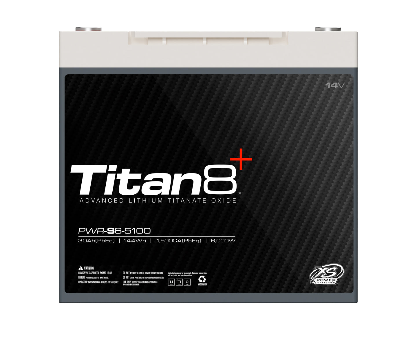 PWR-S6-5100 XS Power Titan8 14VDC Group 51 Lithium LTO Car Audio Vehicle Battery 5000W 144Wh