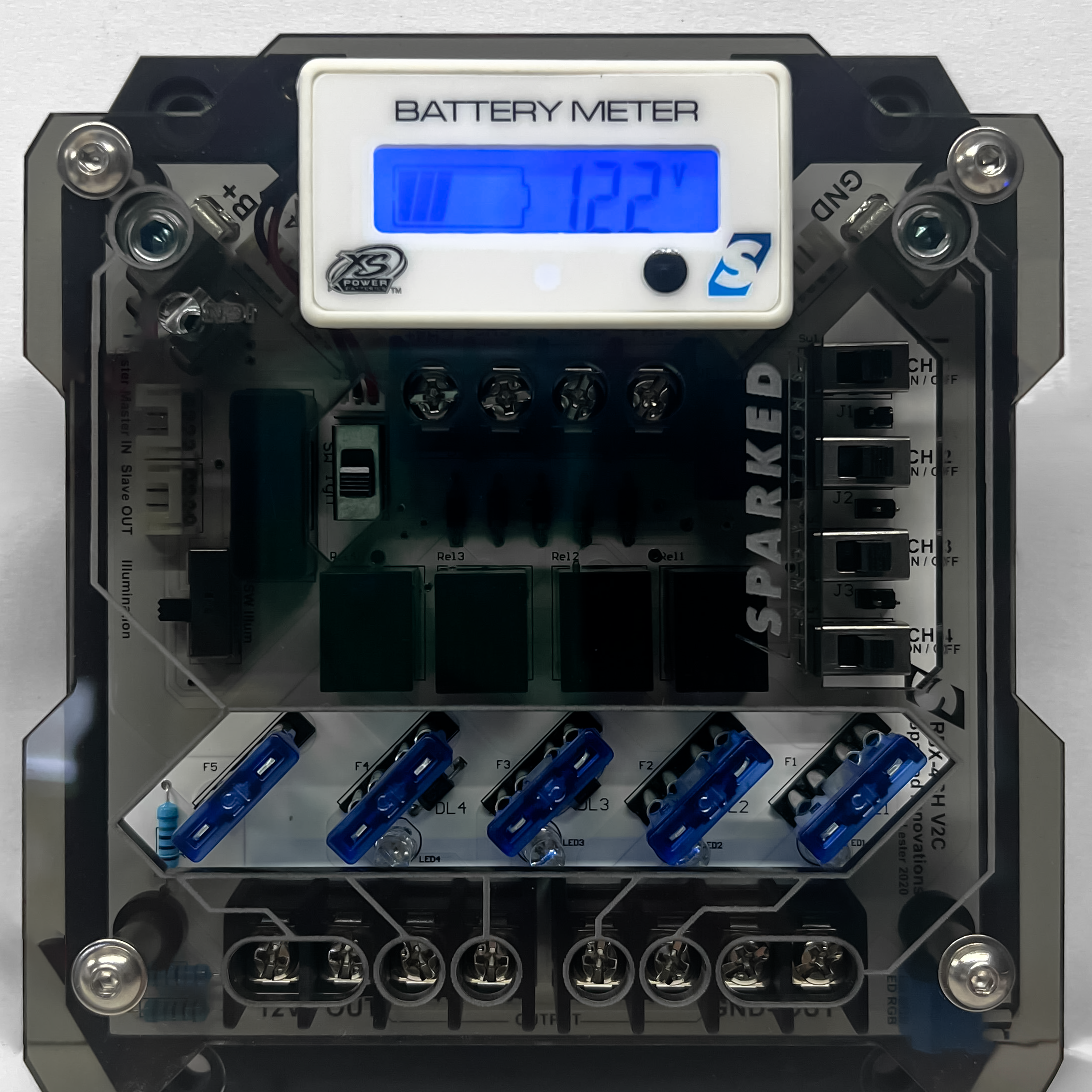 Integrated XS Power Voltmeter Battery Monitor RBX-4CH Relay Box