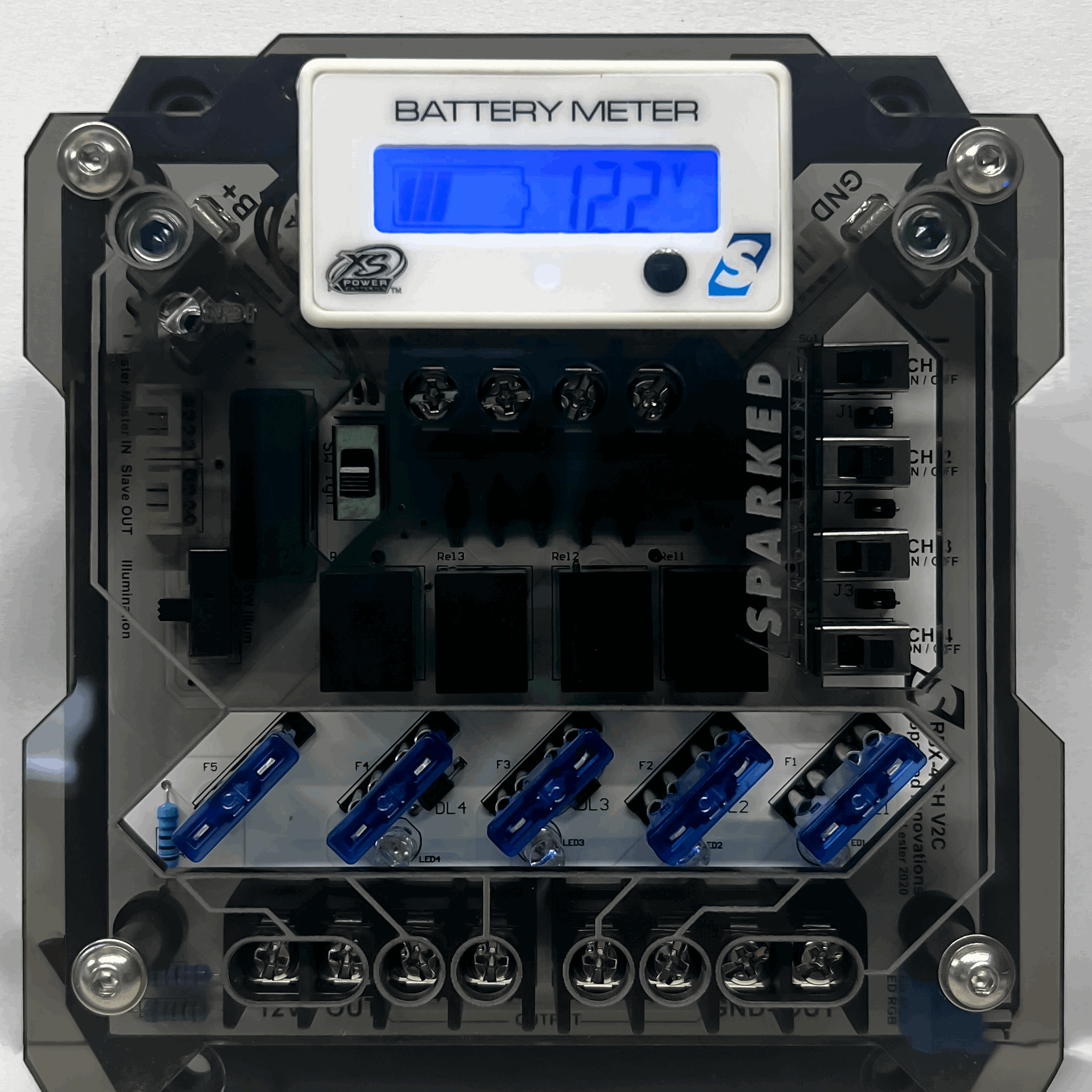 Integrated XS Power Voltmeter Battery Monitor RBX-4CH Relay Box