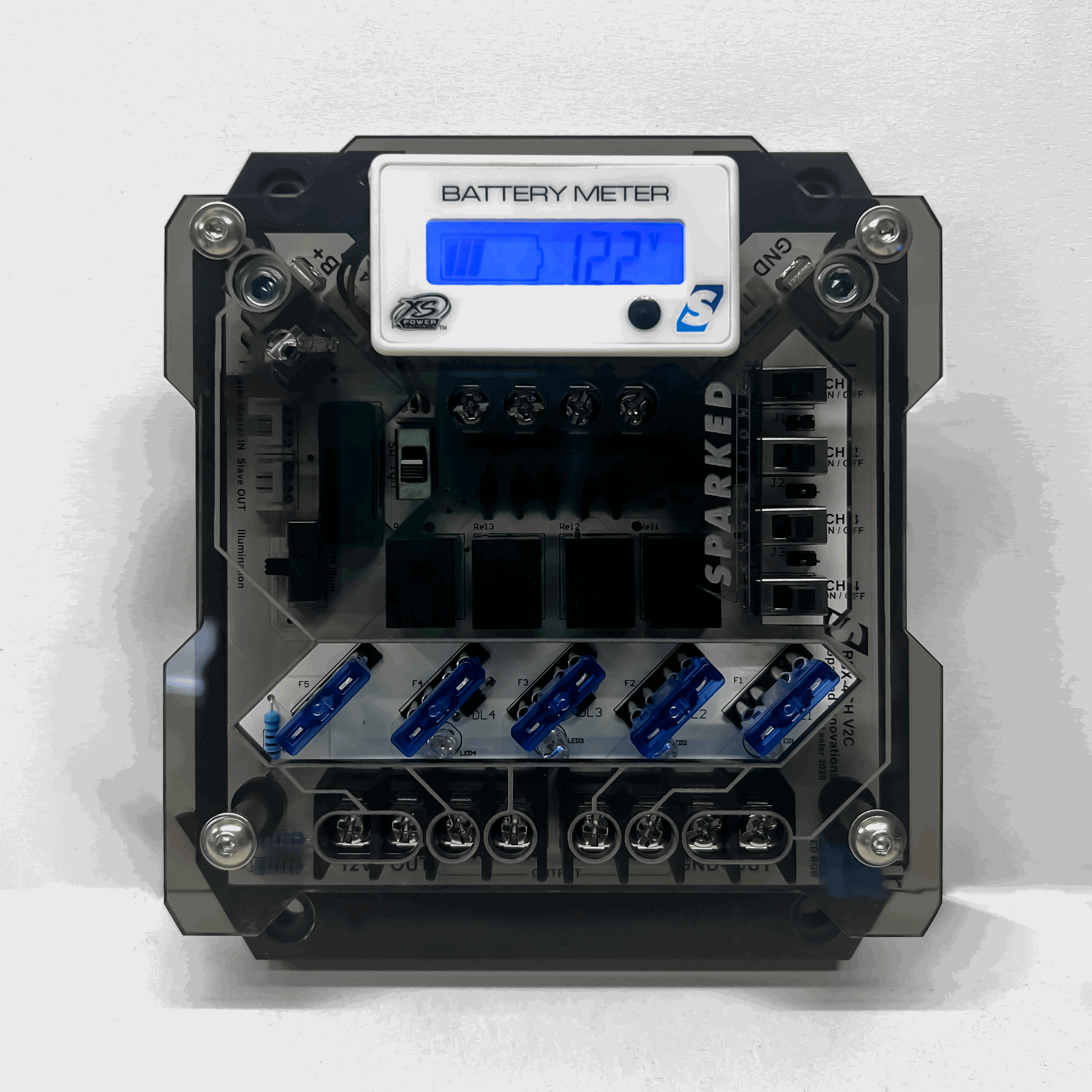 Integrated XS Power Voltmeter Battery Monitor RBX-4CH Relay Box