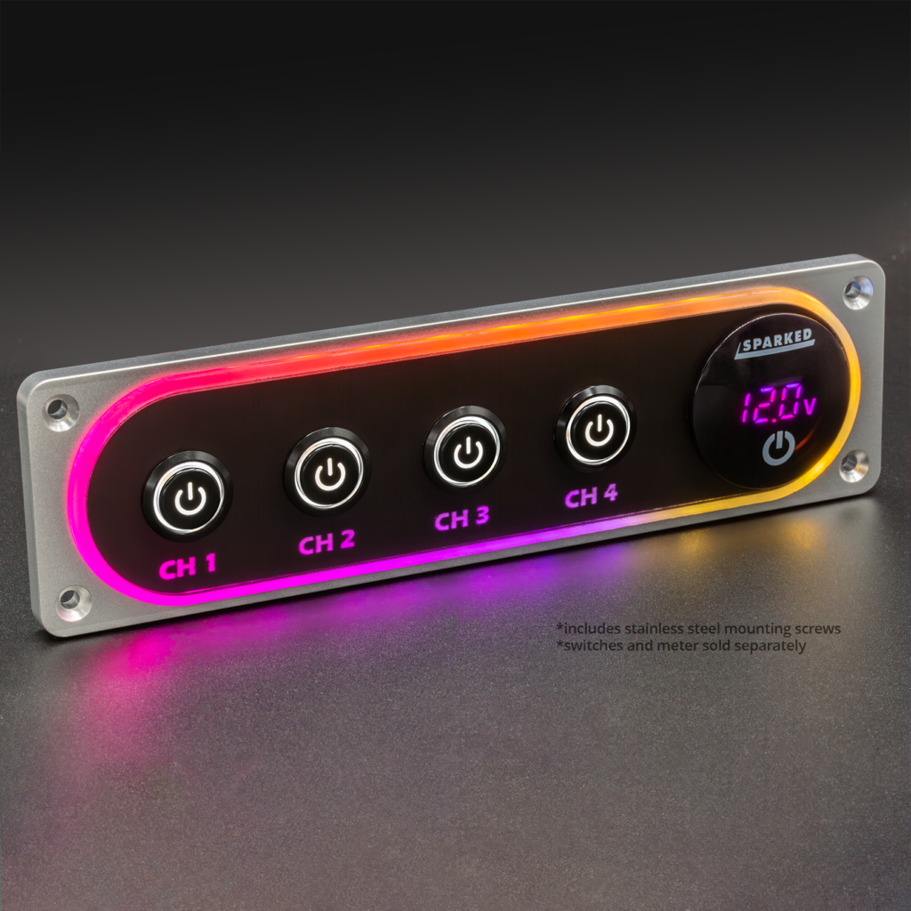 Illuminated Silver Single DIN Aluminum Switch And Voltmeter Panel