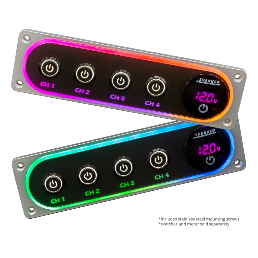 Illuminated Silver Single DIN Aluminum Switch And Voltmeter Panel