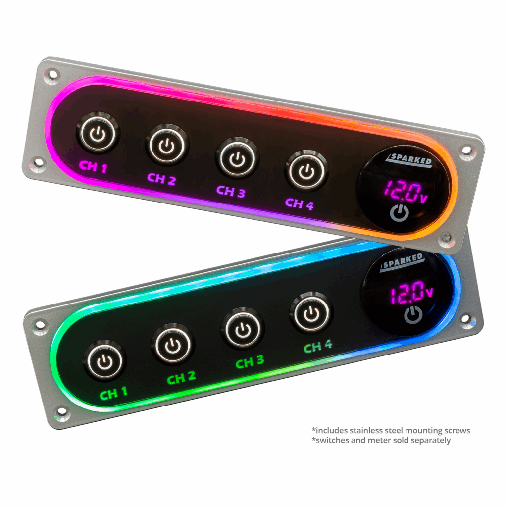 Illuminated Silver Single DIN Aluminum Switch And Voltmeter Panel